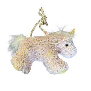 Plush Pink Unicorn Purse 10 in Gold Chain Strap Zippered Closure Olly & Me NEW